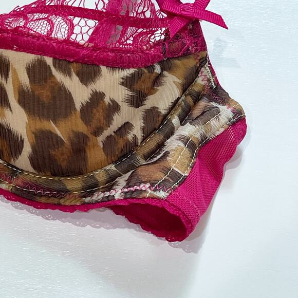 NEW Mimi Holliday 32B Silk Chiffon Padded Bra Leopard Fuschia Lingerie Demaris - Picture 6 of 11